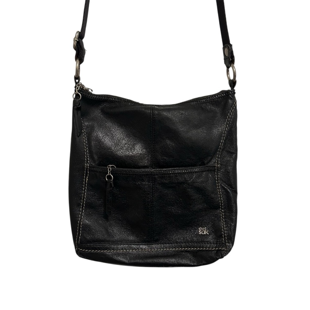 The Sak Black Leather Snitched Crossbody Bag